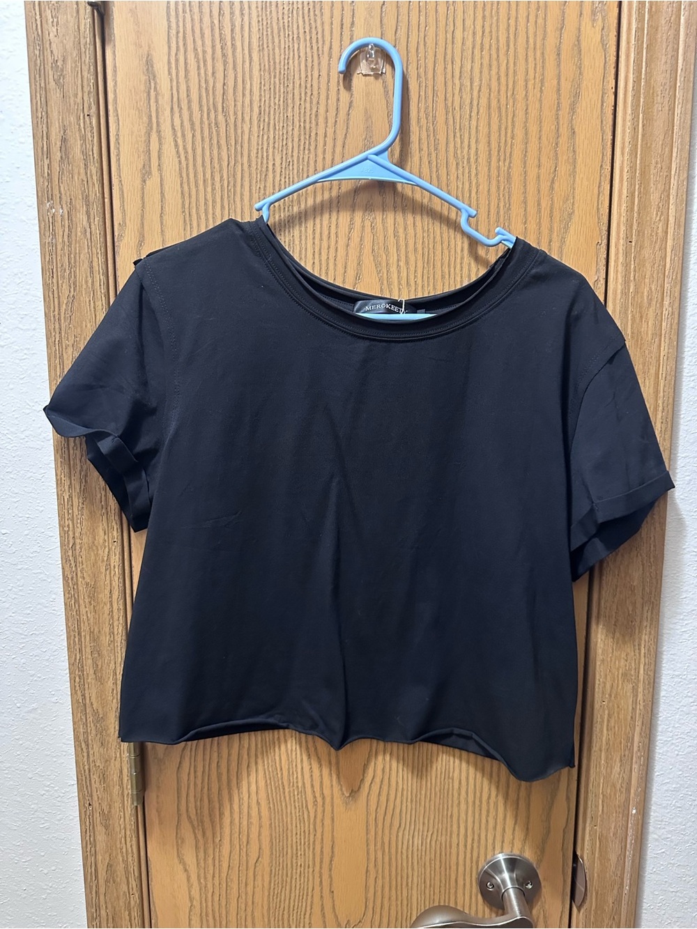 Black Cropped Tee Top by Atmospheric